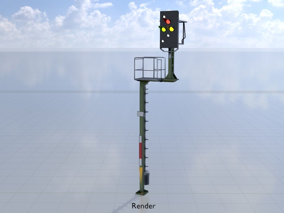 KS-Railway Signal-Post 7000mm Version-4 Low-poly 3D model_14