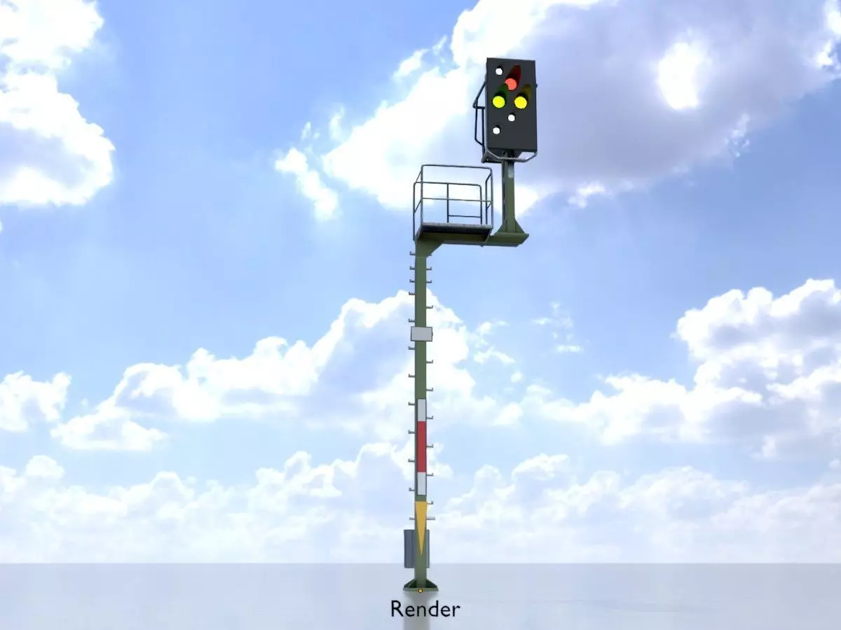 KS-Railway Signal-Post 7000mm Version-4 Low-poly 3D model_0