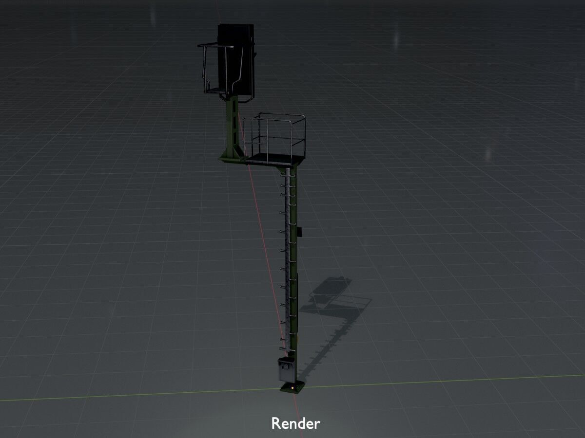 KS-Railway Signal-Post 7000mm Version-4 Low-poly 3D model_16