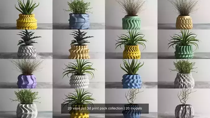20 vase pot 3d print pack collection