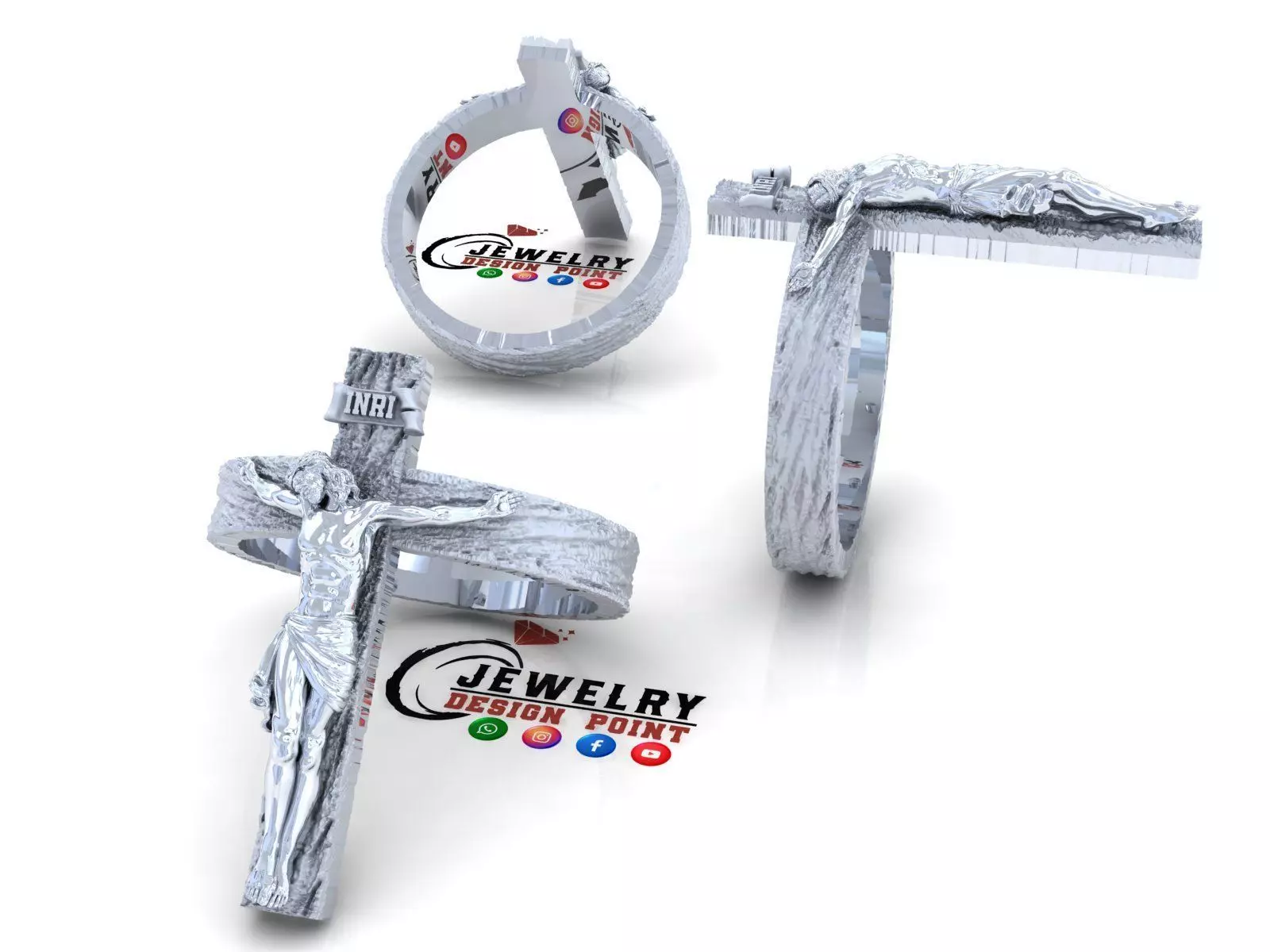 Custom 3D Jesus with Cross Ring - Crucifixion Cross 3D print model