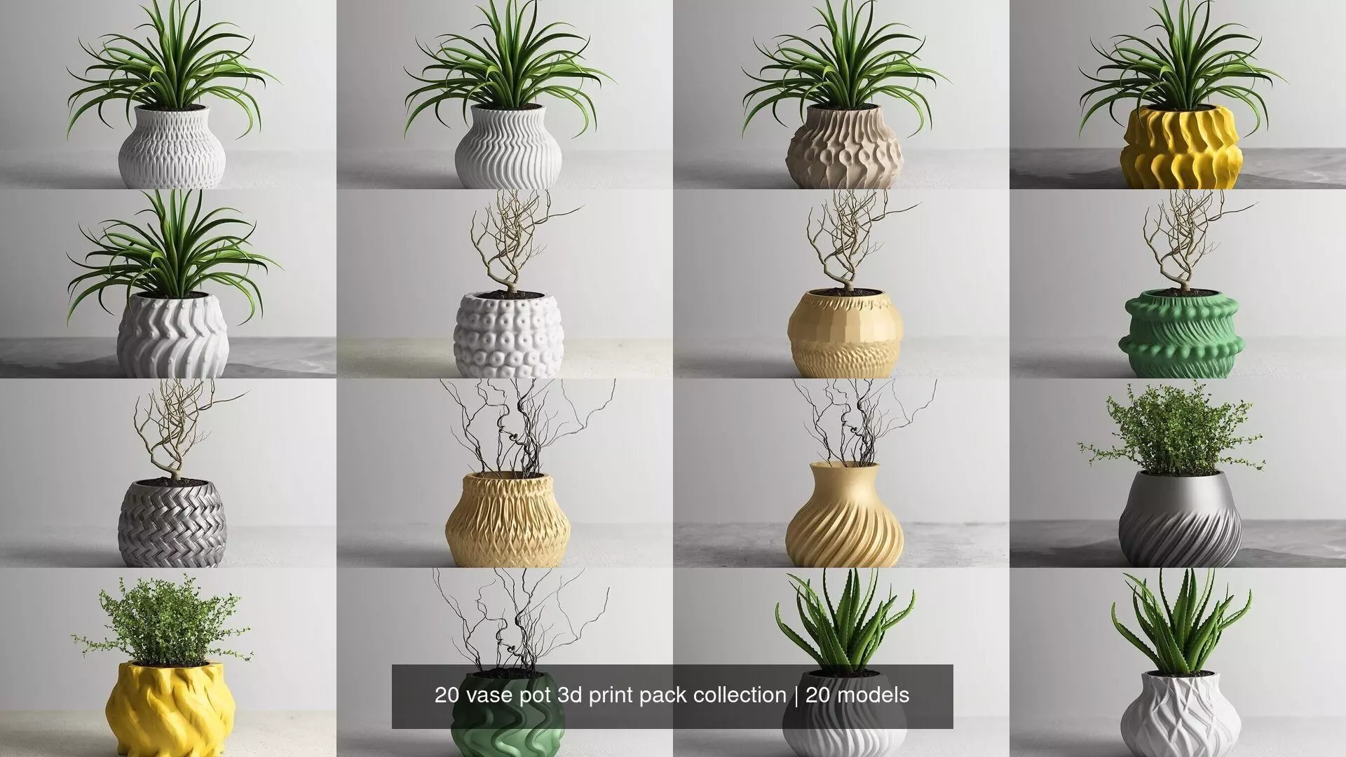 20 vase pot 3d print pack collection _1