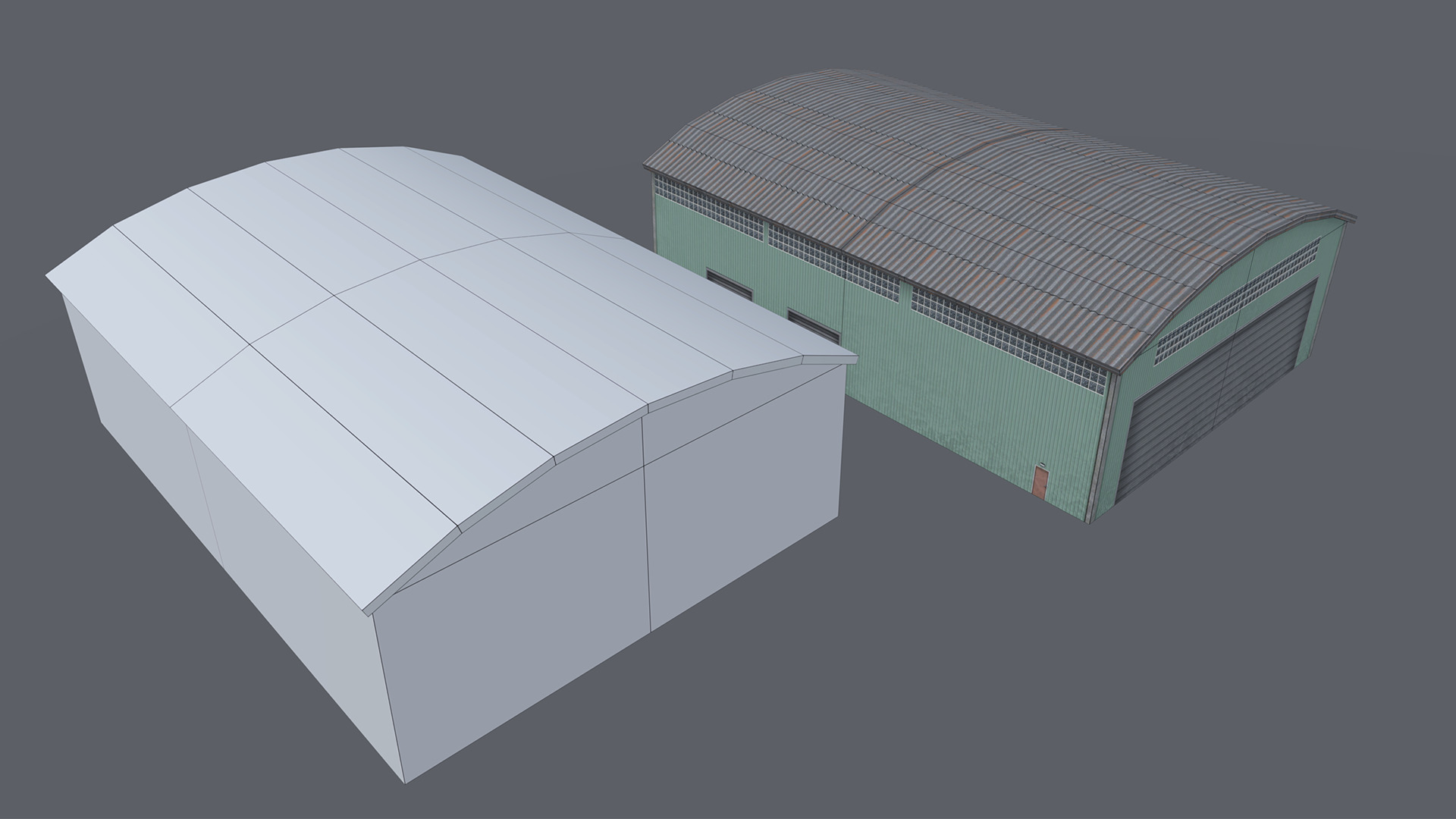 Lowpoly hangars pack Low-poly 3D model_4