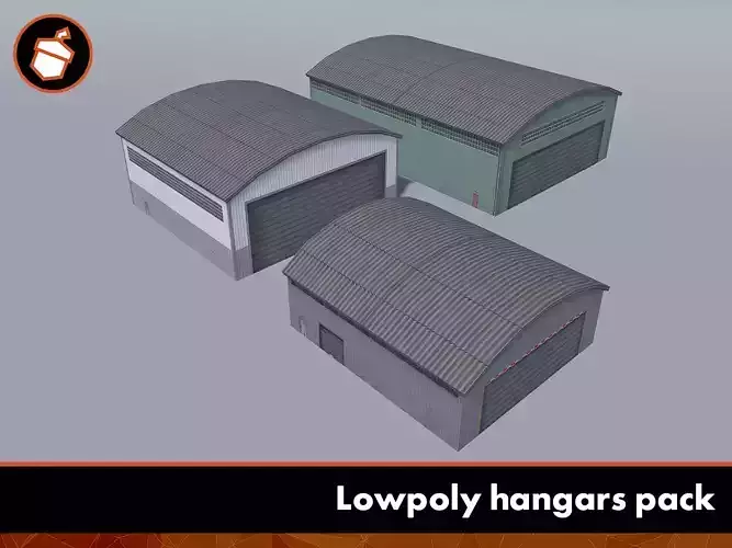 Lowpoly hangars pack Low-poly 3D model