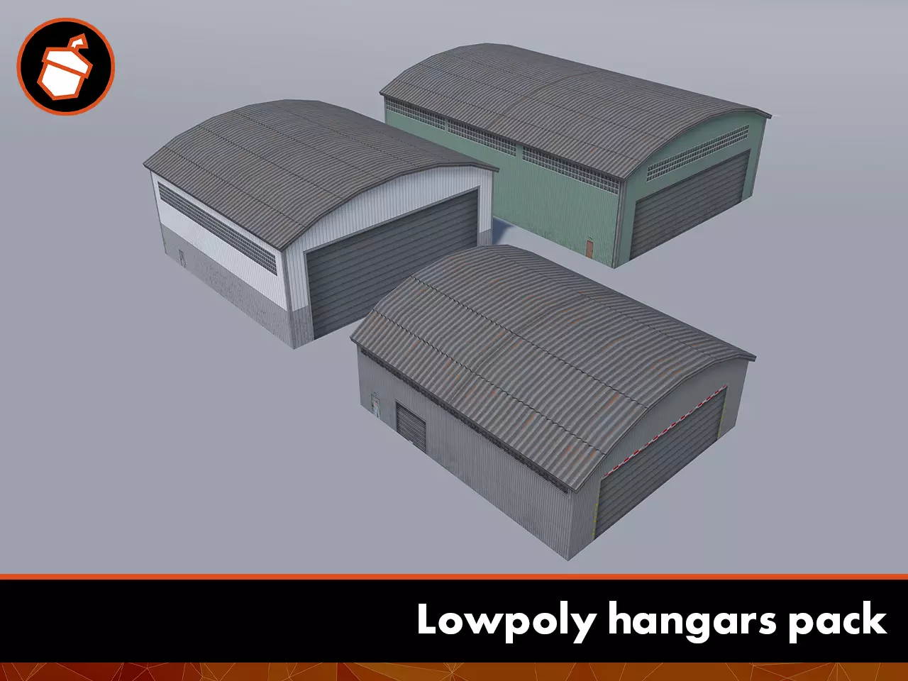 Lowpoly hangars pack Low-poly 3D model_0