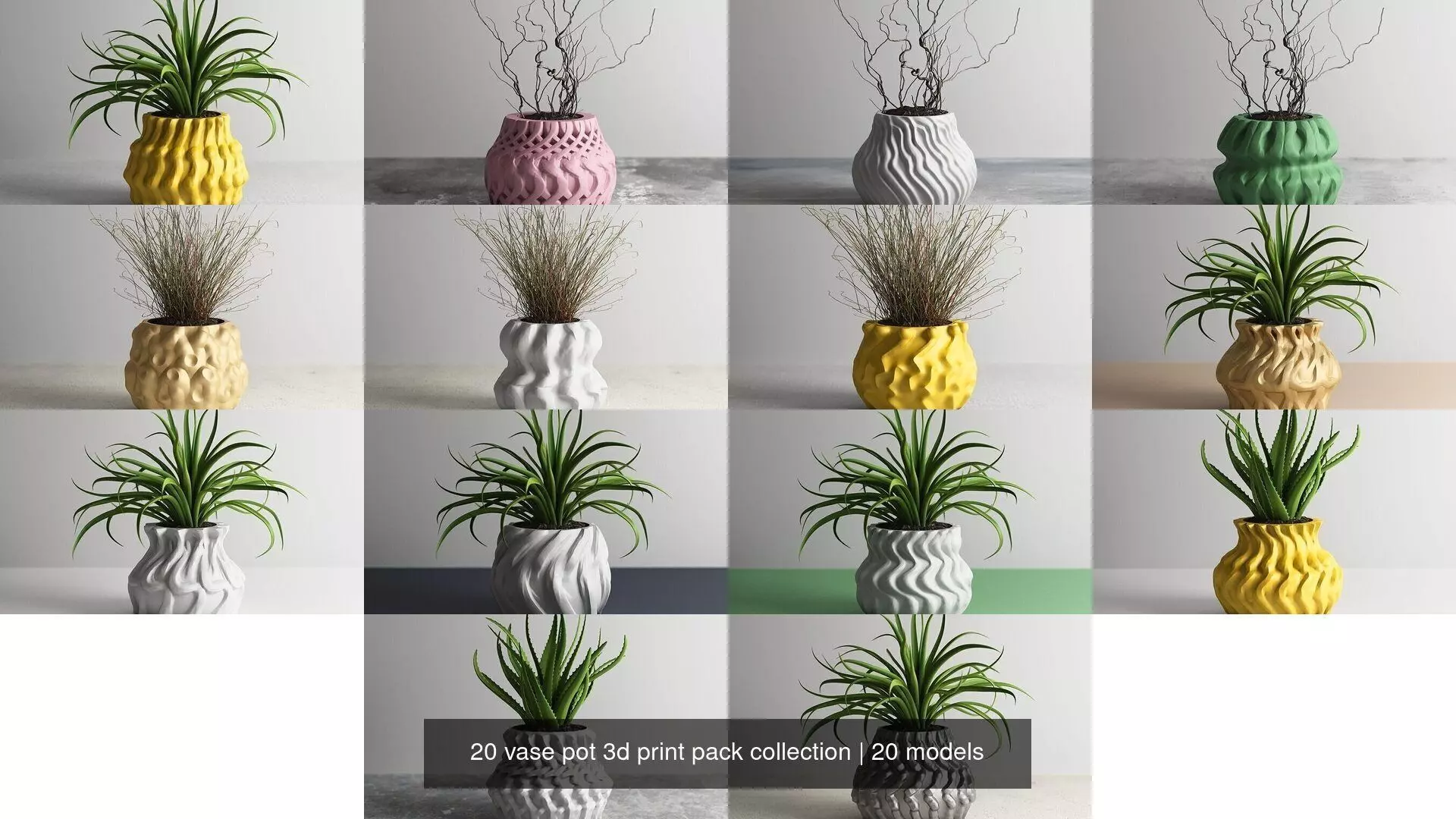 20 vase pot 3d print pack collection _0