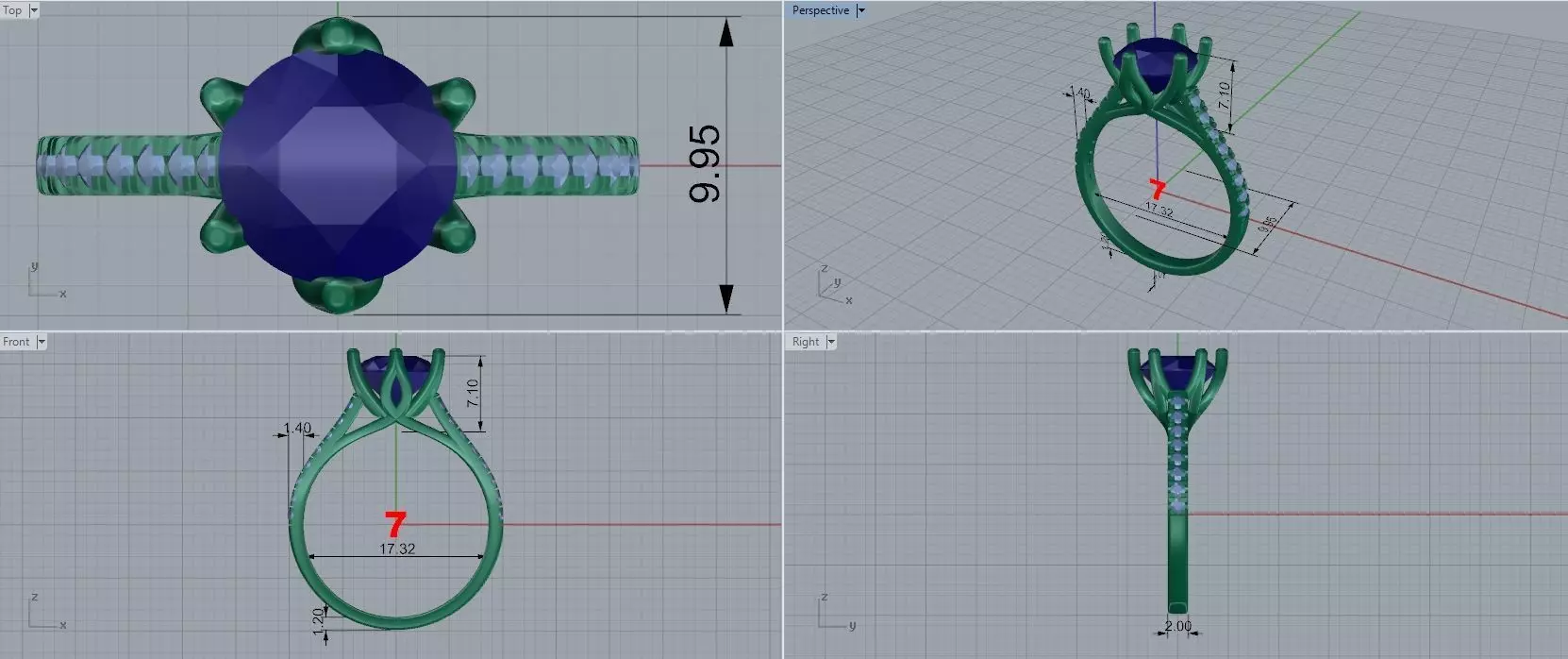 Engagement Wedding Ring 131 3D print model_5