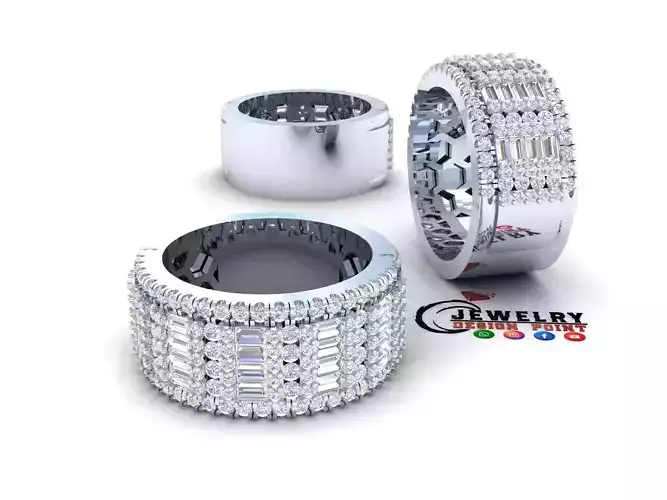 Custom Bling Baguette With Round Ring - Eternity Band