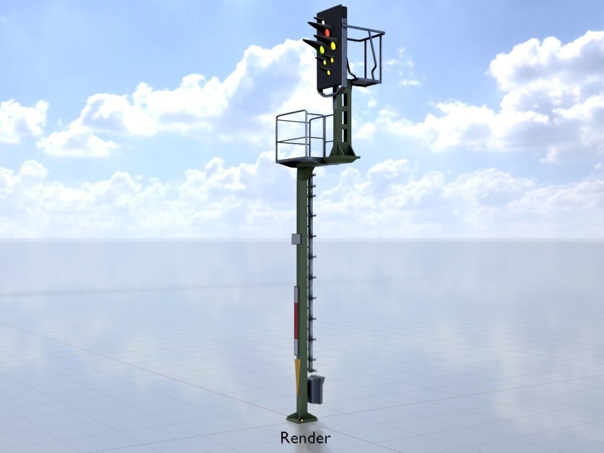 KS Railway Signal Post 7000mm Version-5 Low-poly 3D model_12