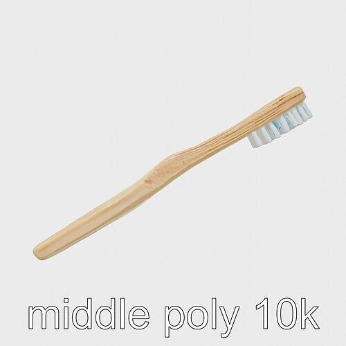 Detailed Bamboo Toothbrush Model for Educational Use Low-poly 3D model