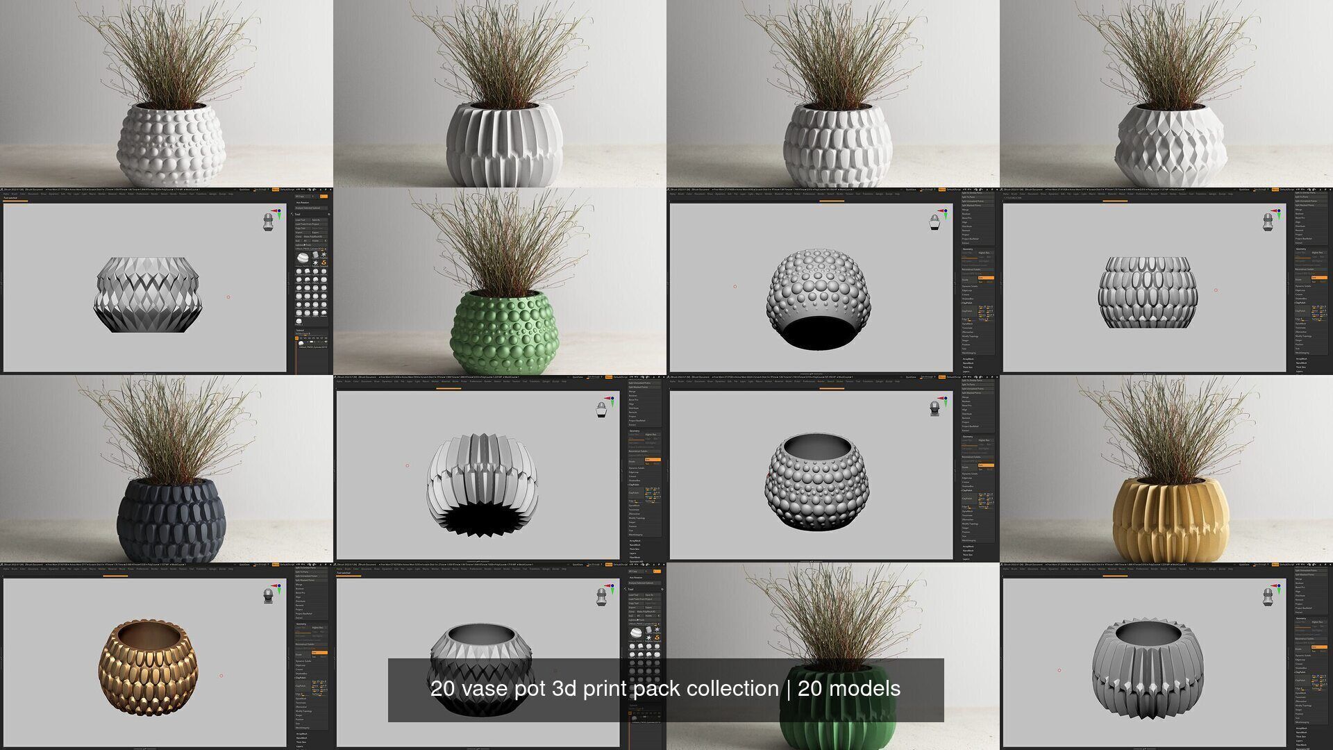 20 vase pot 3d print pack collection _2