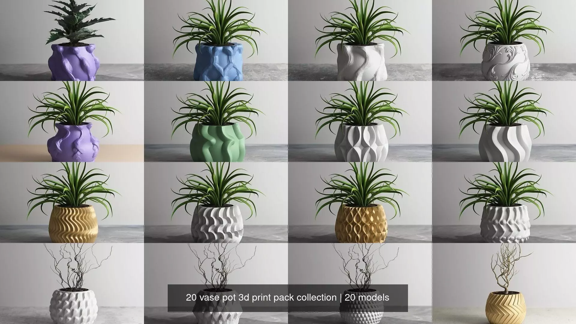 20 vase pot 3d print pack collection _0