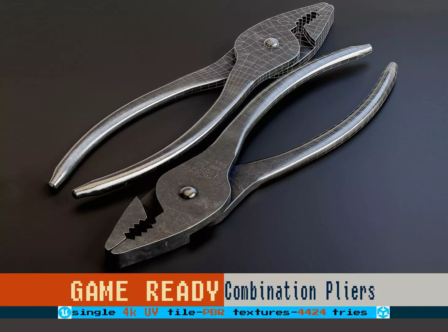 Combination Pliers Low-poly 3D model_0