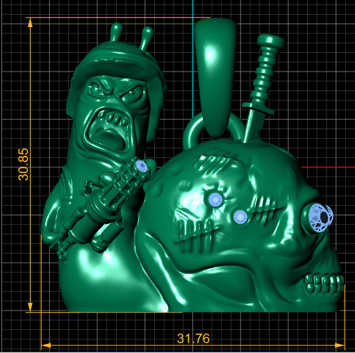 SKULL DIAMOND PENDANT 3D PRINABLE MODEL  3D print model_4