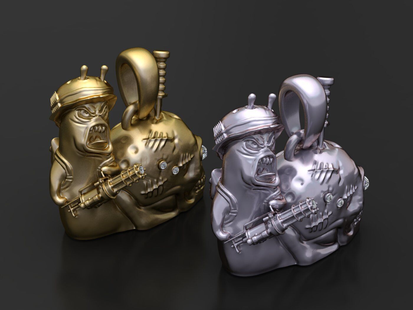 SKULL DIAMOND PENDANT 3D PRINABLE MODEL  3D print model_3