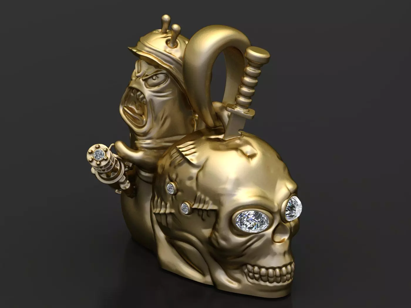 SKULL DIAMOND PENDANT 3D PRINABLE MODEL  3D print model_0