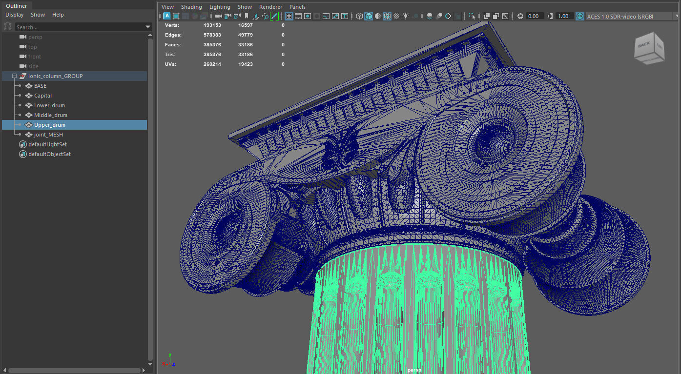 Greek Ionic Full Column 3D model_6