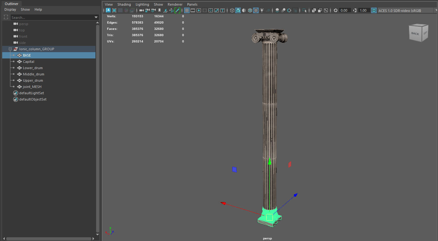 Greek Ionic Full Column 3D model_3