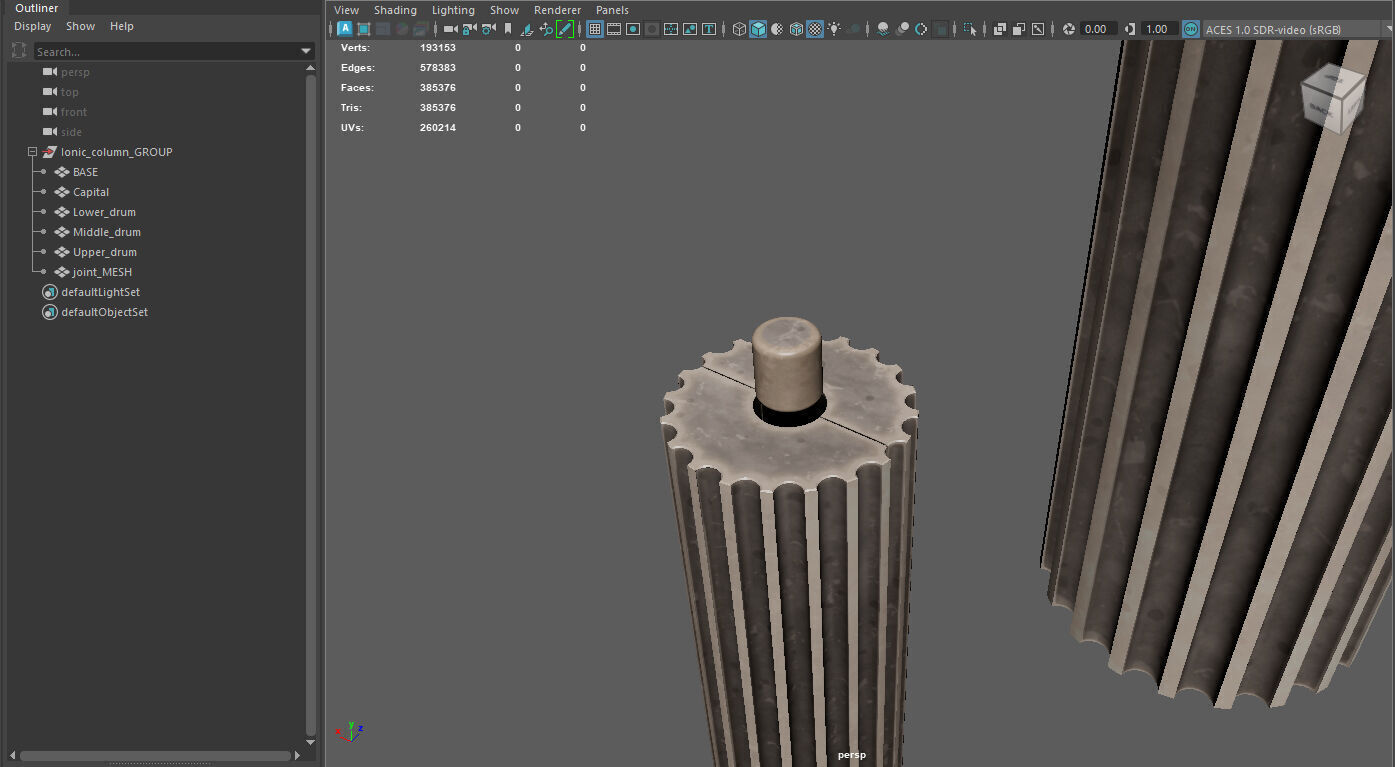 Greek Ionic Full Column 3D model_5