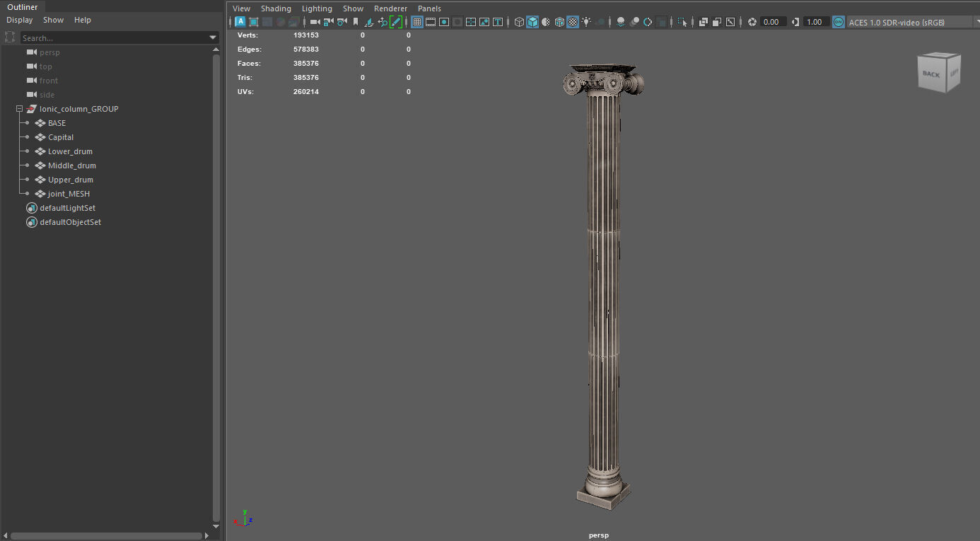 Greek Ionic Full Column 3D model_2