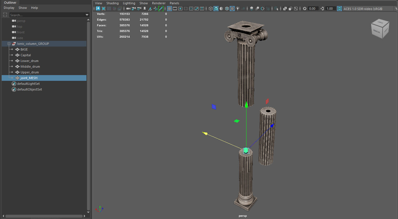 Greek Ionic Full Column 3D model_4