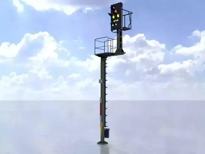 KS Railway Signal Post 7000mm Version-6 Low-poly 3D model
