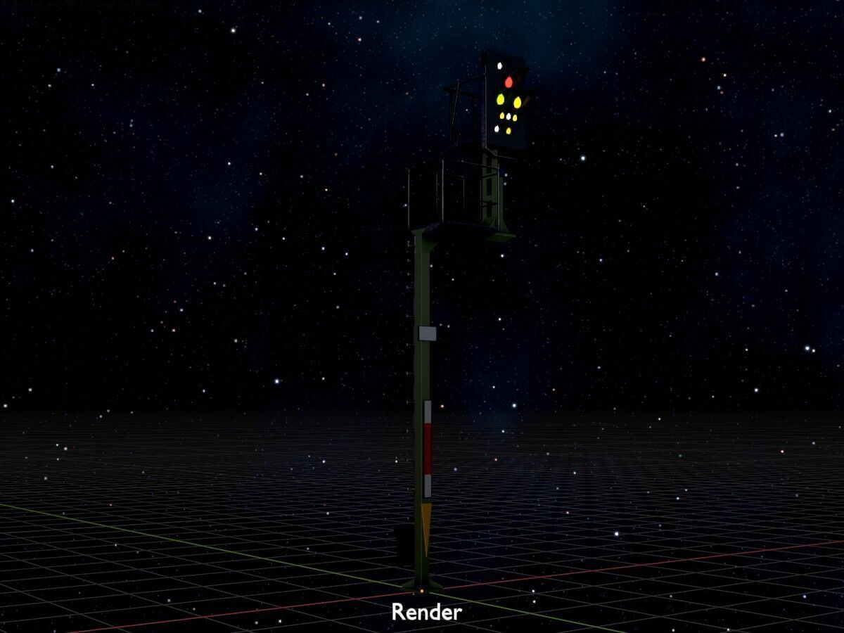KS Railway Signal Post 7000mm Version-6 Low-poly 3D model_9
