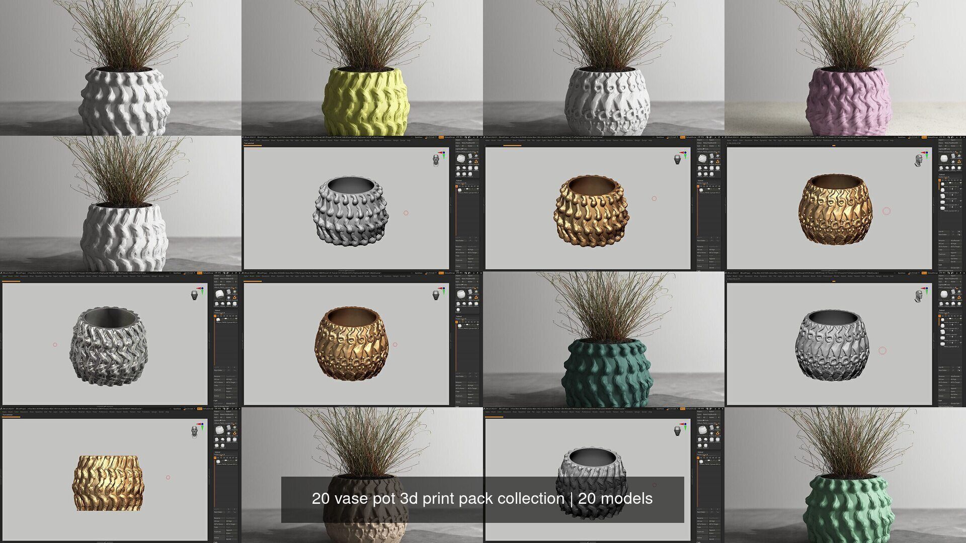 20 vase pot 3d print pack collection _2