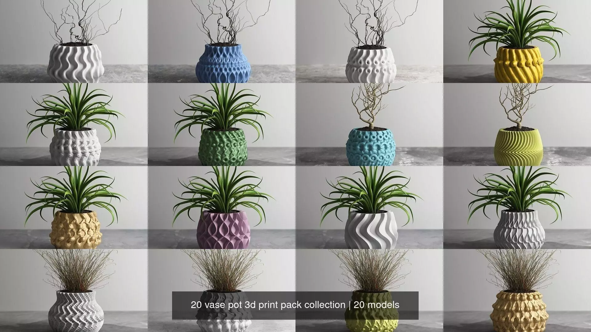 20 vase pot 3d print pack collection _0