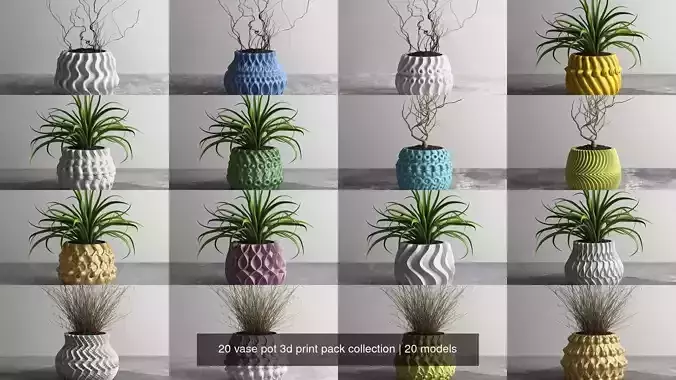20 vase pot 3d print pack collection 