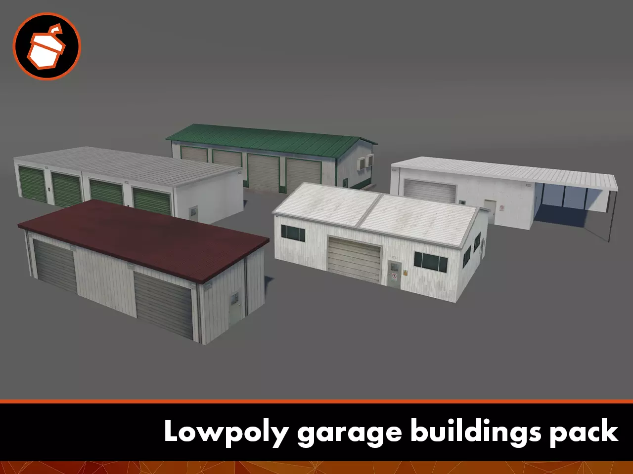 Lowpoly garage buildings pack Low-poly 3D model_0