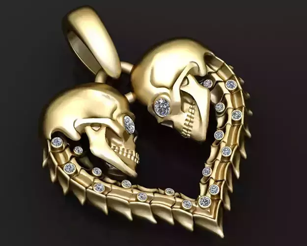 SKULL HEART DESIGN PENDANT 3D PRINTABLE MODEL