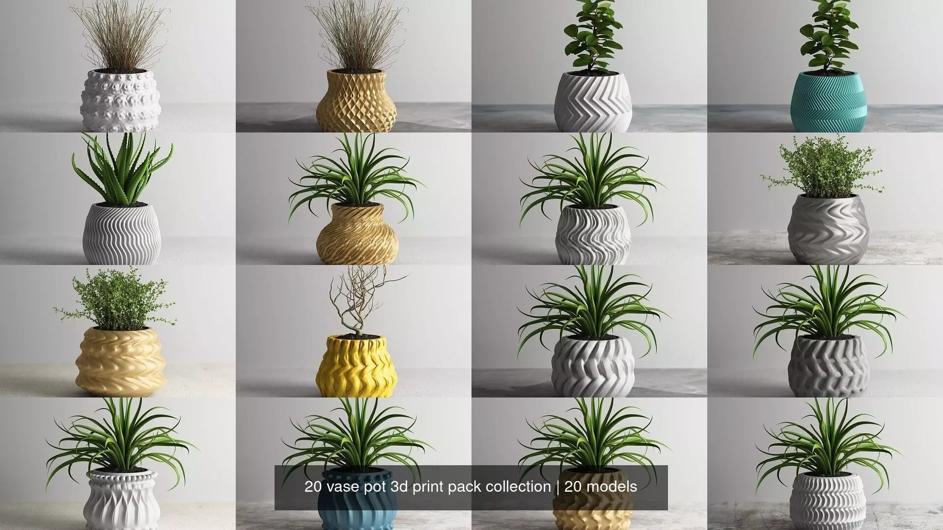 20 vase pot 3d print pack collection _0