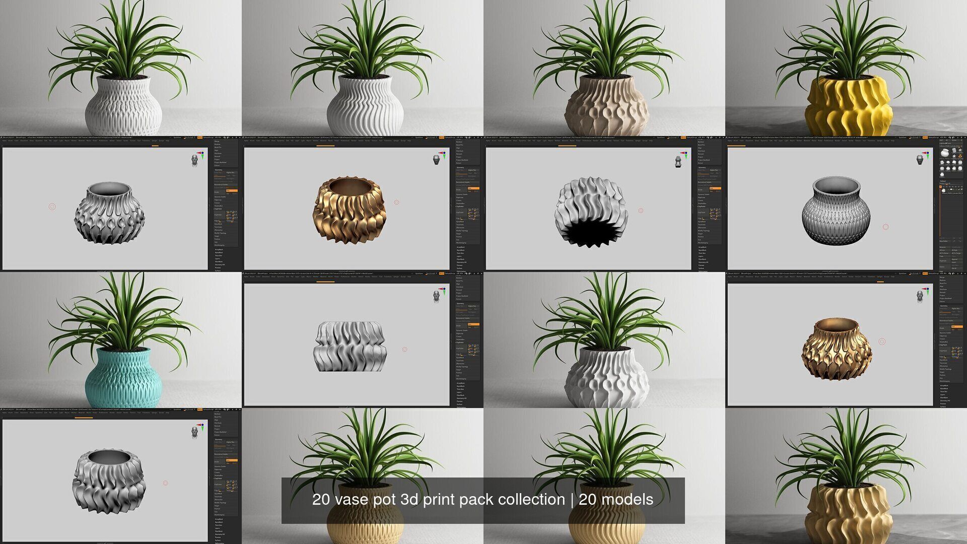 20 vase pot 3d print pack collection _2