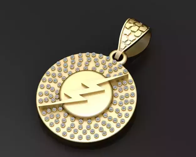 LIGHTNING MIRO PAVE PENDANT 3D PRINTABLE MODEL 