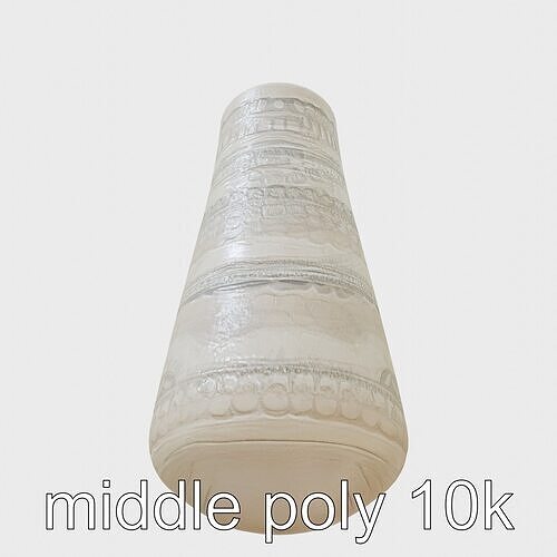 Minimalist Stoneresin Vase with Horizontal Engravings Low-poly 3D model
