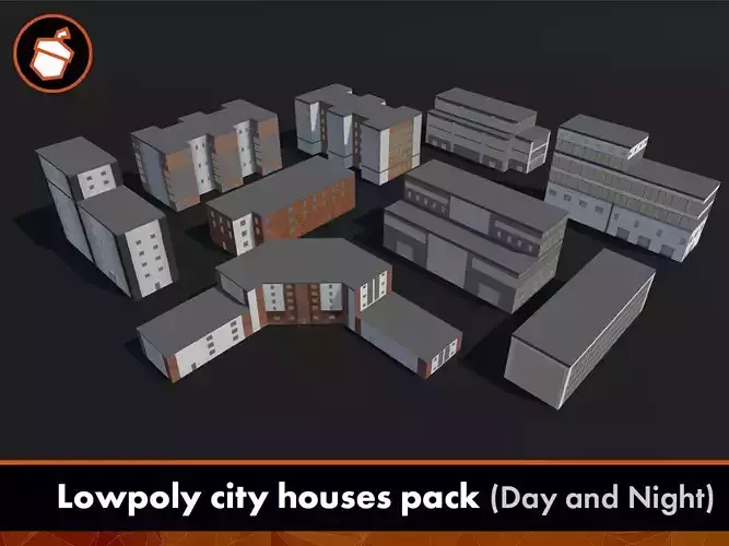 Lowpoly city houses pack - Day and Night