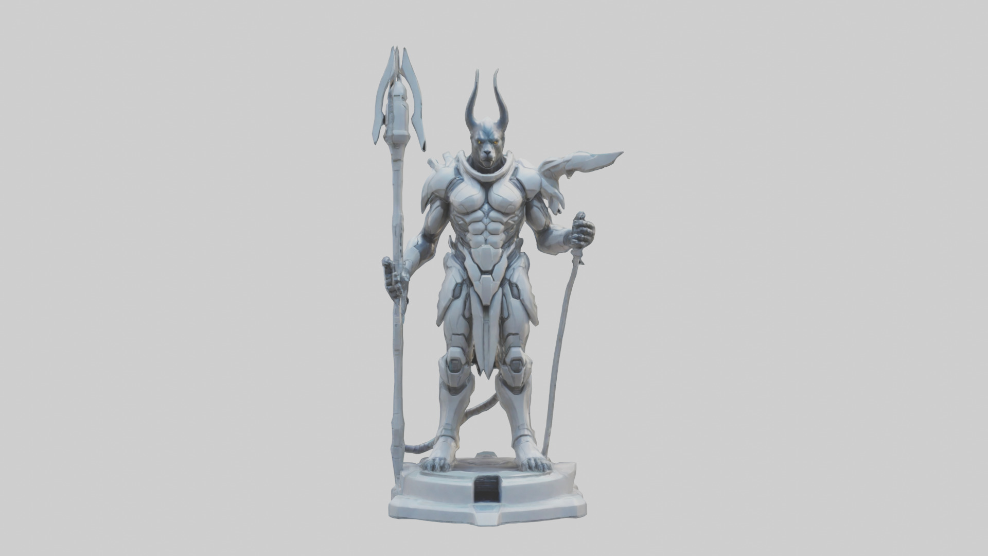 Futuristic Beastmaster statue model 3D model_9