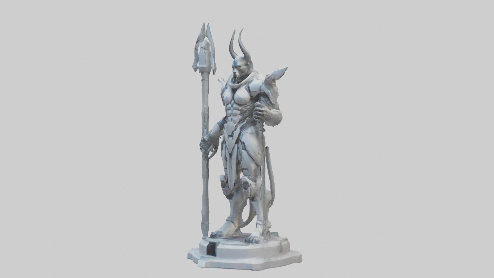 Futuristic Beastmaster statue model 3D model_10