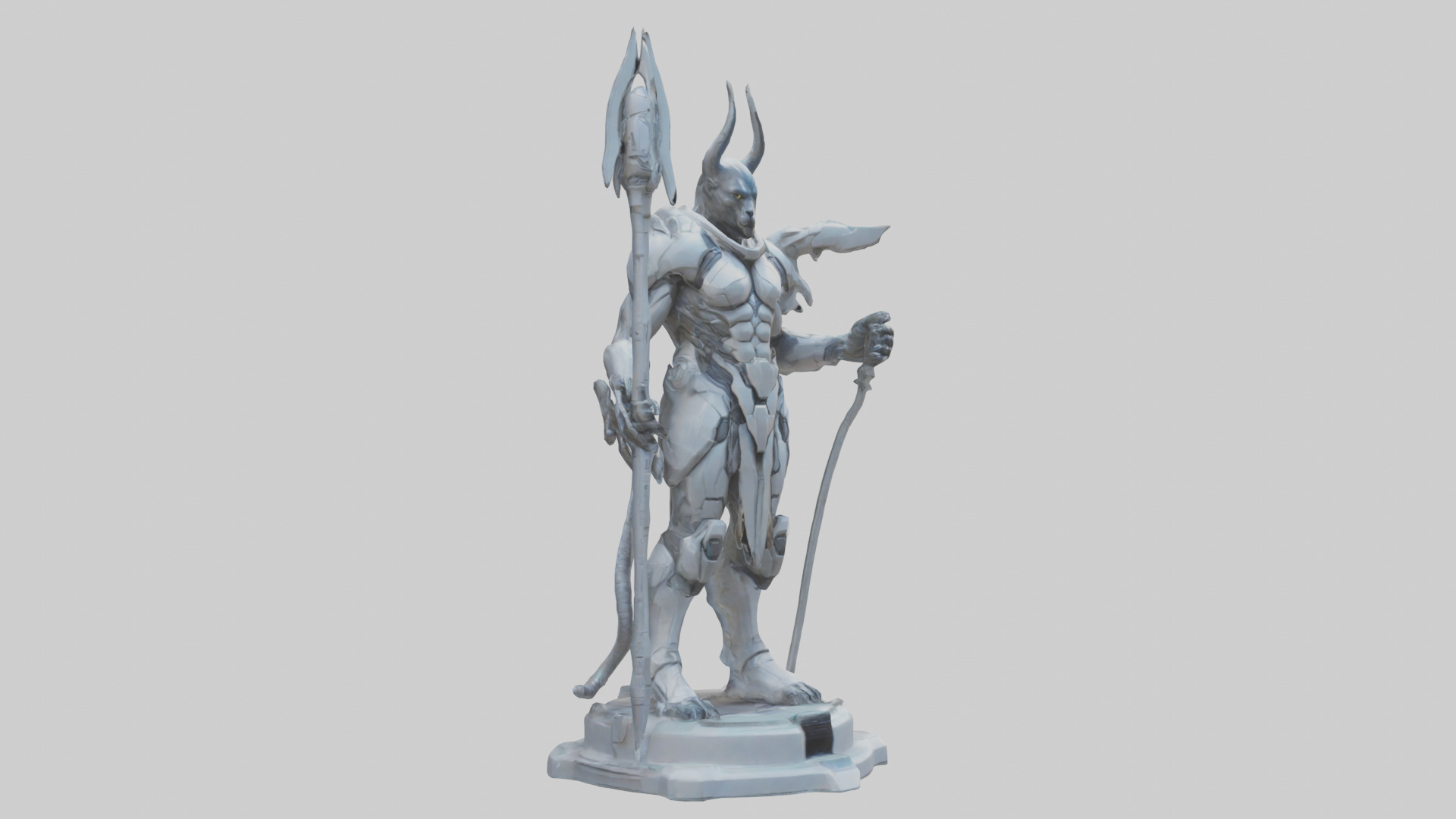 Futuristic Beastmaster statue model 3D model_7