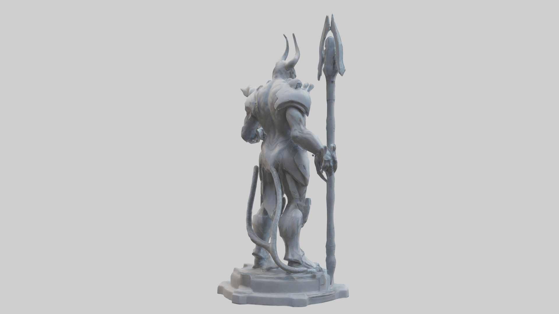 Futuristic Beastmaster statue model 3D model_2