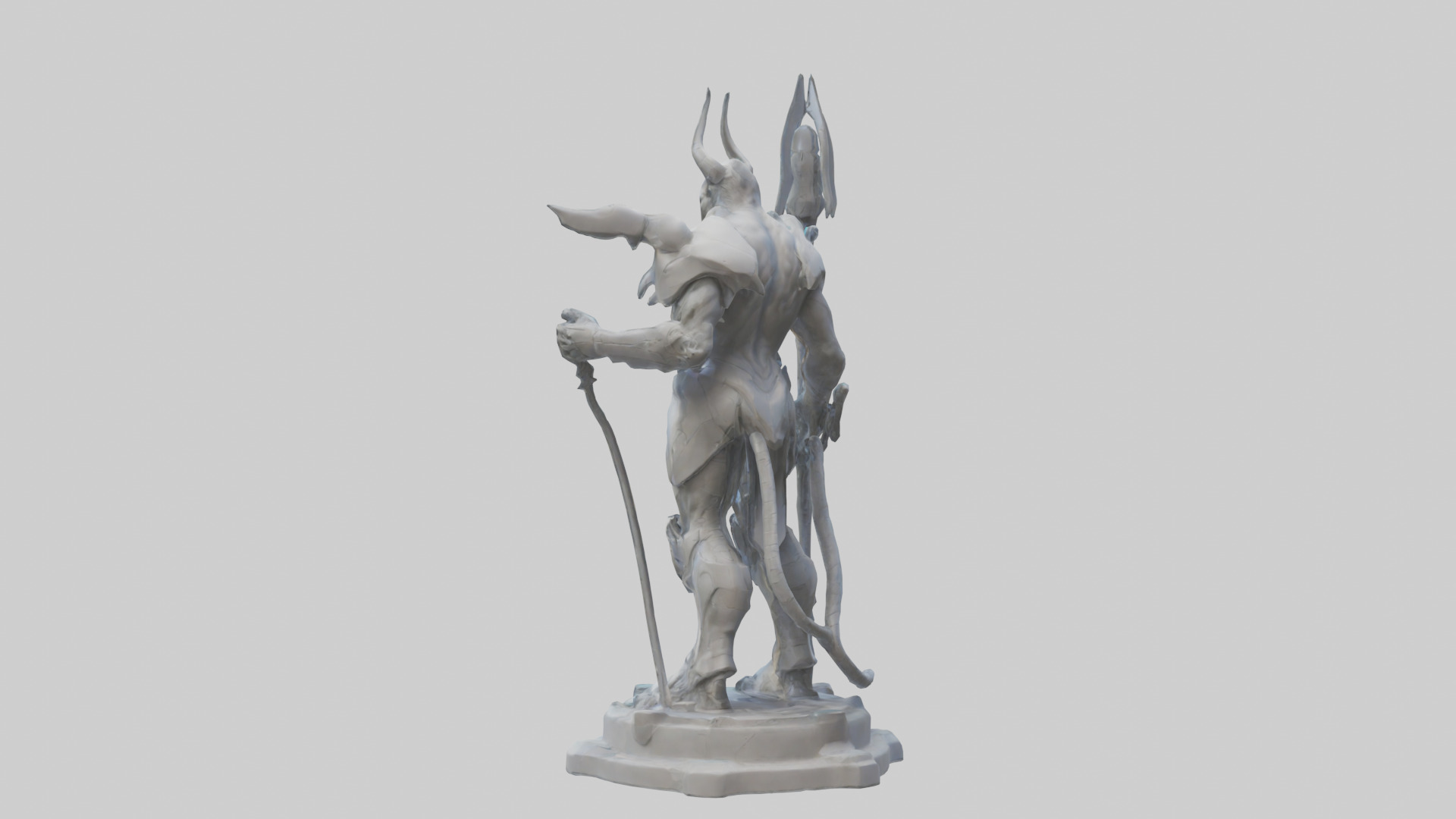 Futuristic Beastmaster statue model 3D model_1
