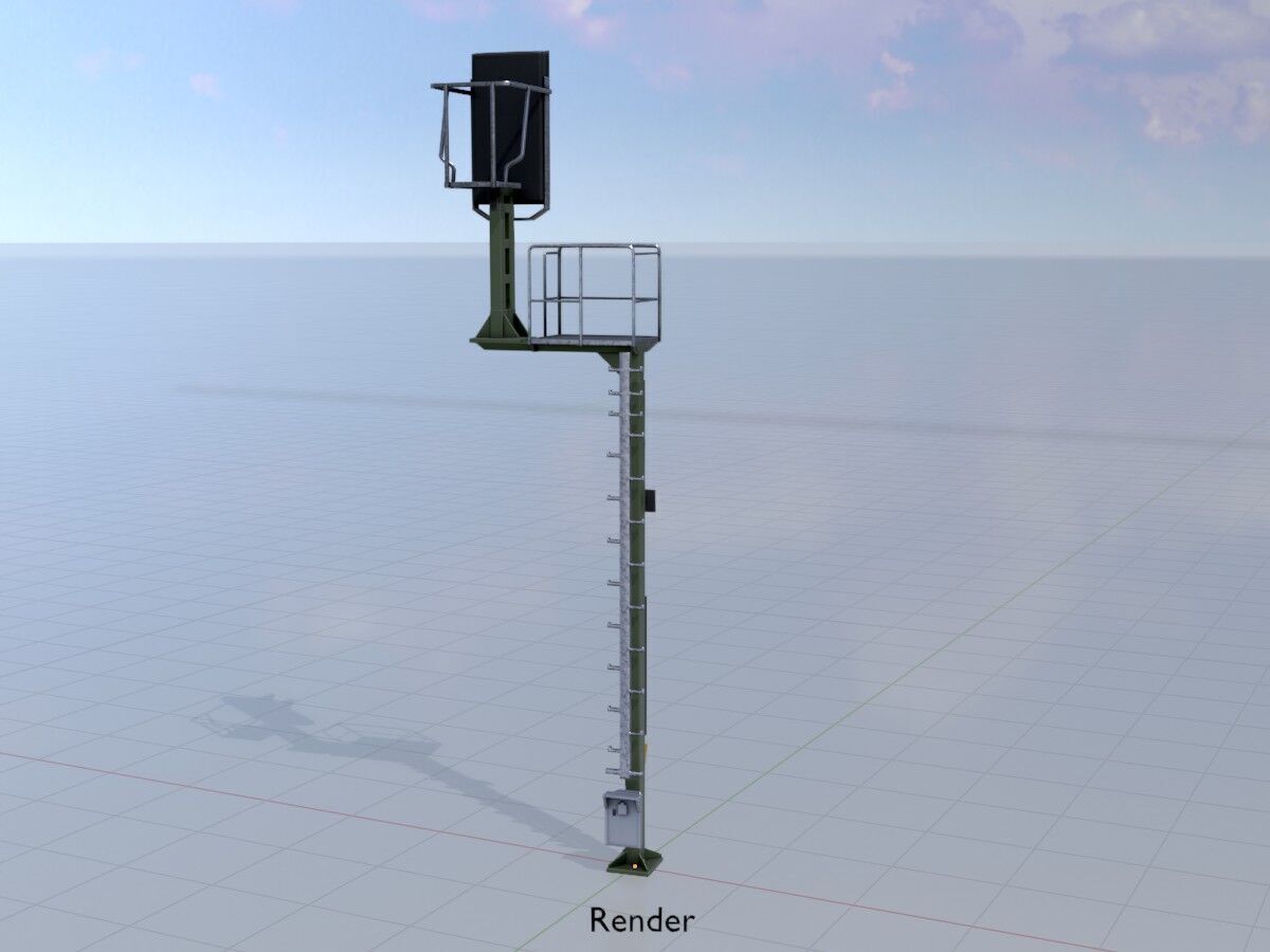 KS Railway Signal Post 7000mm Version-7 Low-poly 3D model_15