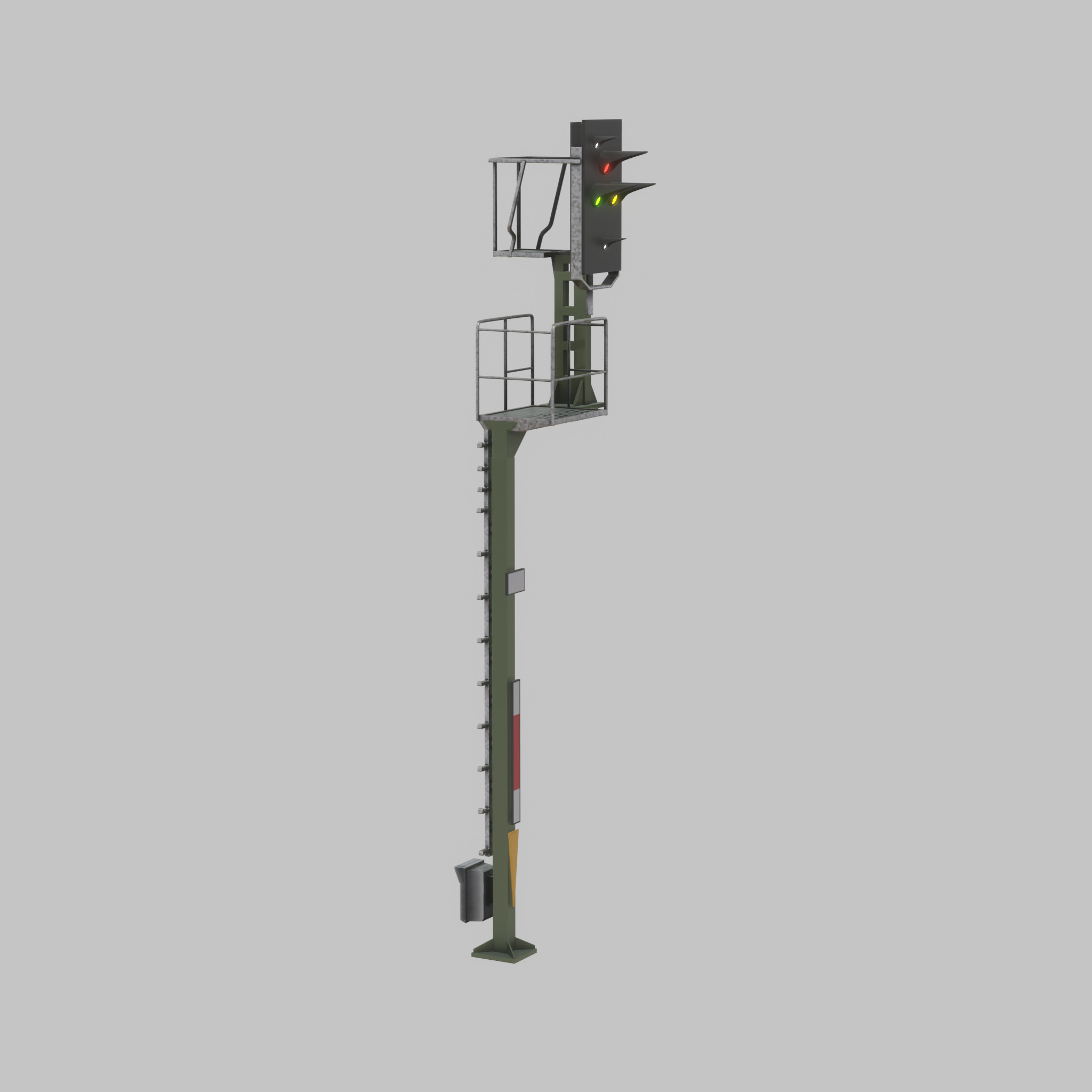 KS Railway Signal Post 7000mm Version-7 Low-poly 3D model_45