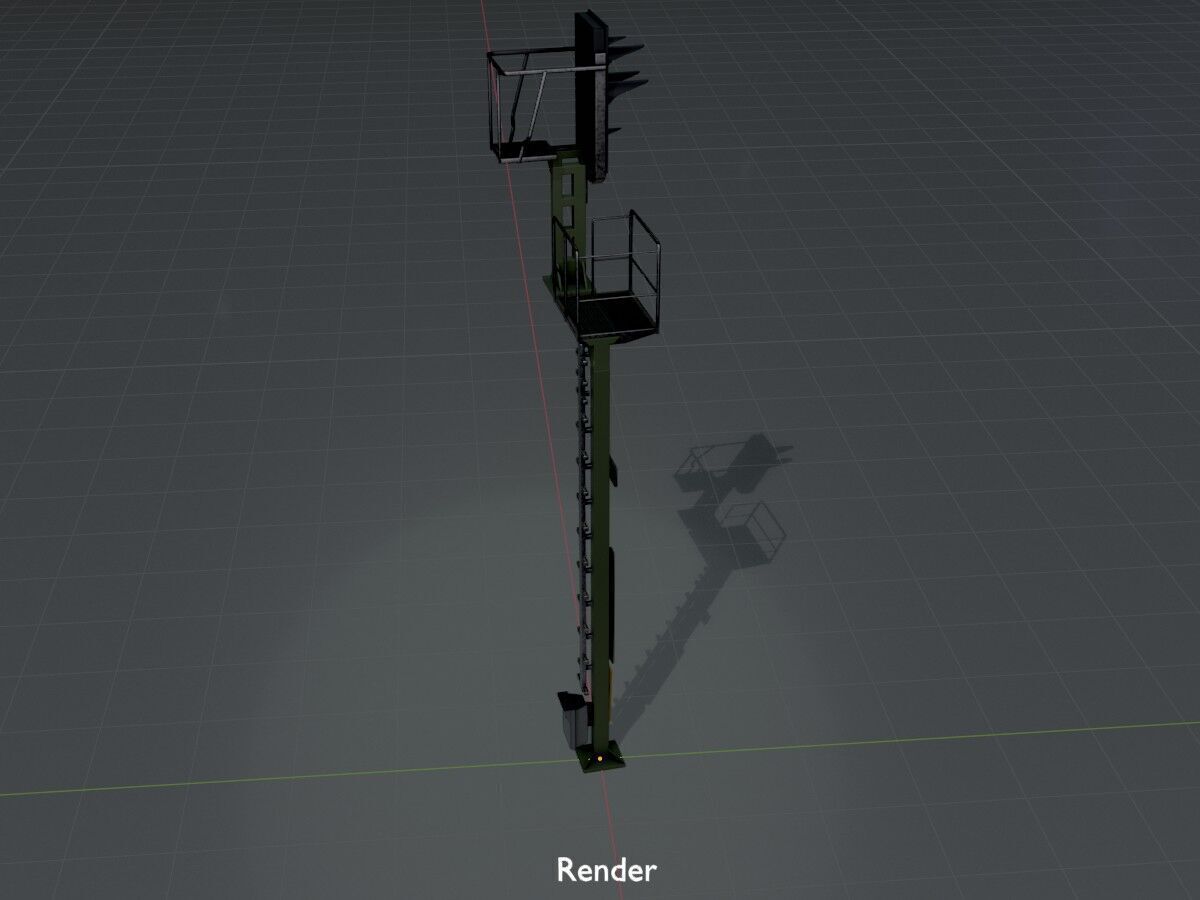 KS Railway Signal Post 7000mm Version-7 Low-poly 3D model_16