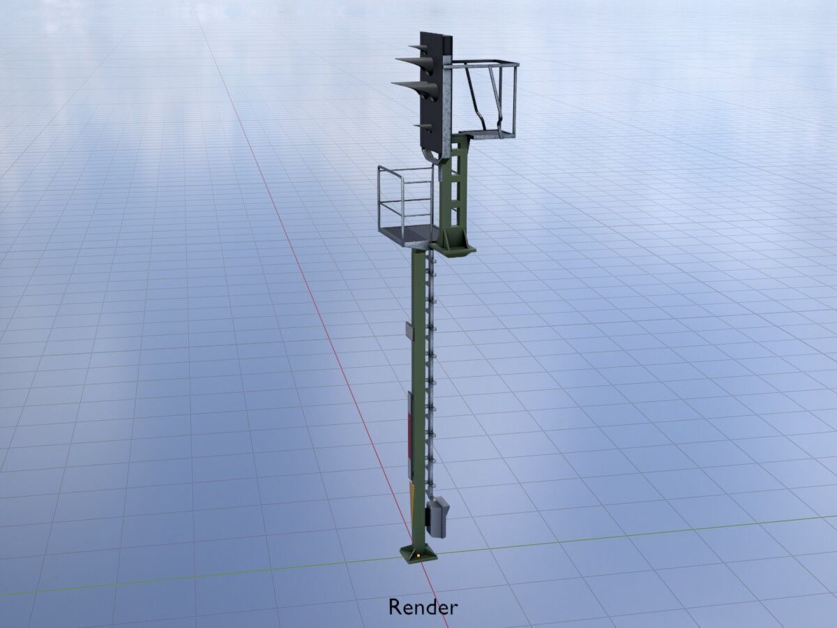 KS Railway Signal Post 7000mm Version-7 Low-poly 3D model_18