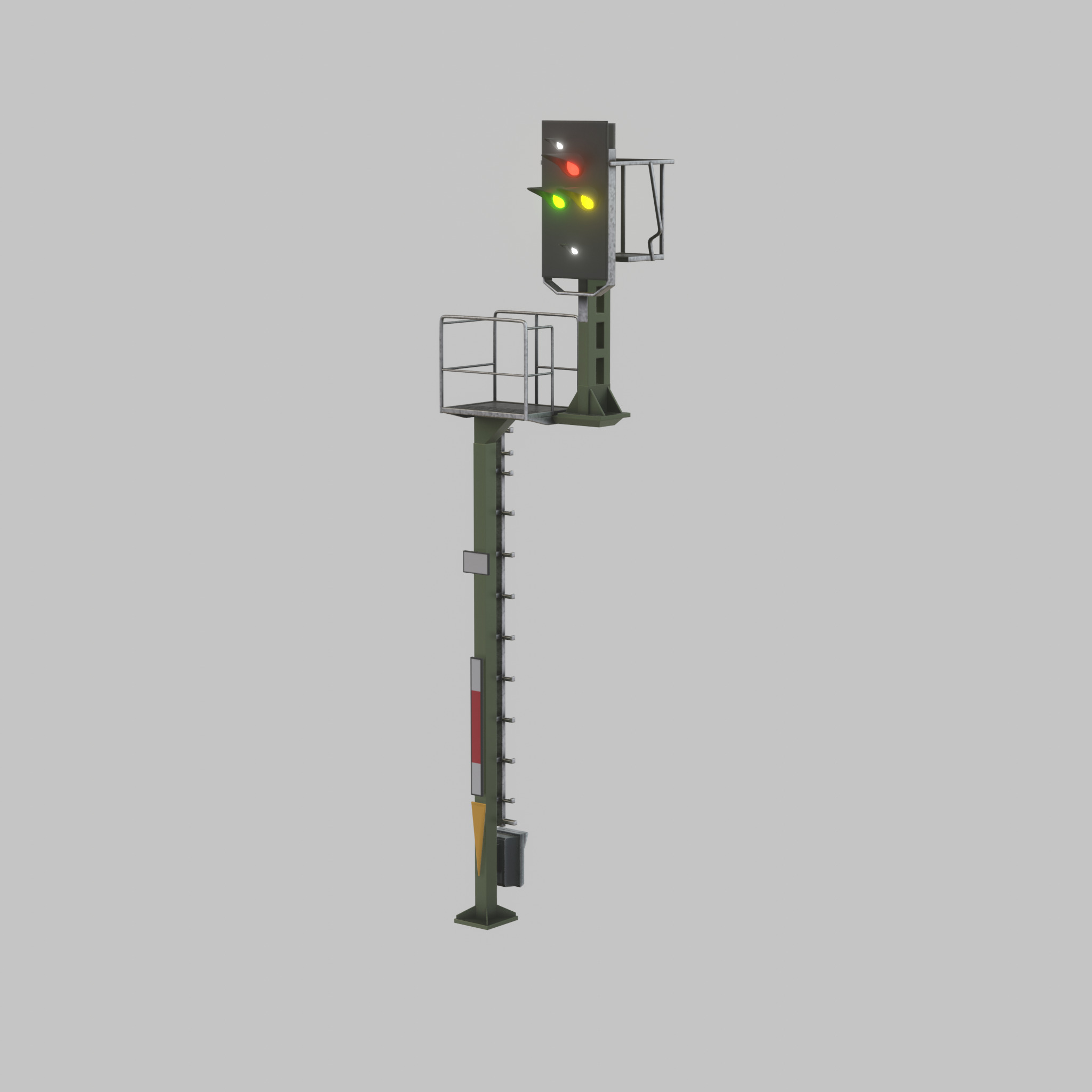 KS Railway Signal Post 7000mm Version-7 Low-poly 3D model_52