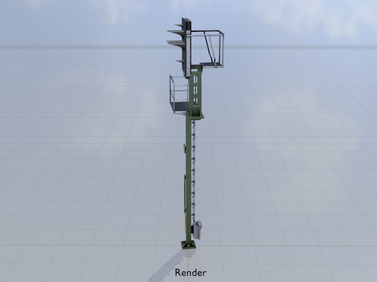 KS Railway Signal Post 7000mm Version-7 Low-poly 3D model_14