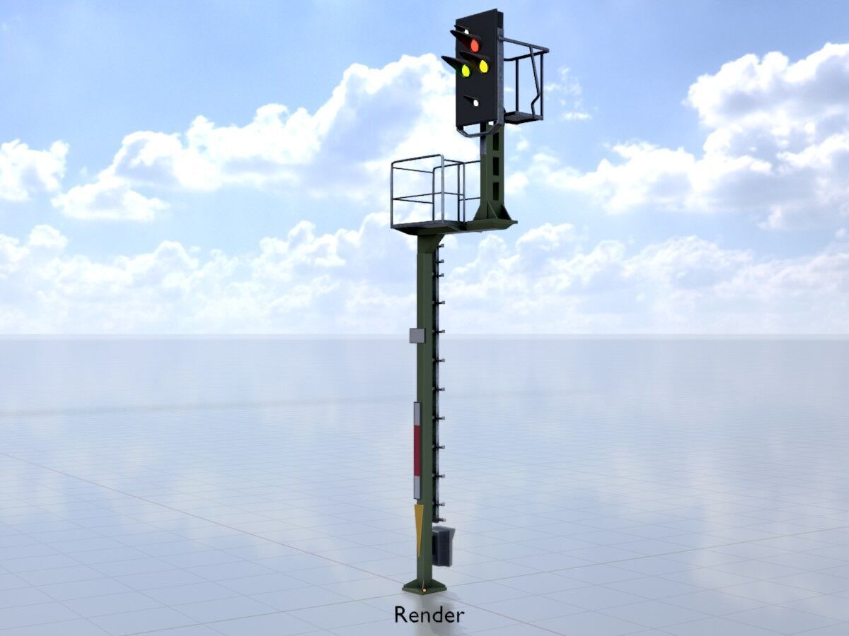 KS Railway Signal Post 7000mm Version-7 Low-poly 3D model_13