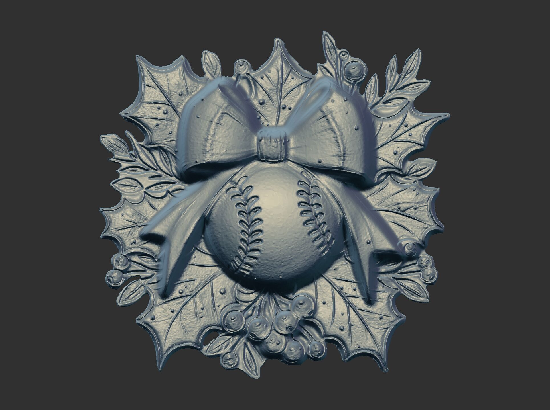 christmas base ball decor  3D print model_9